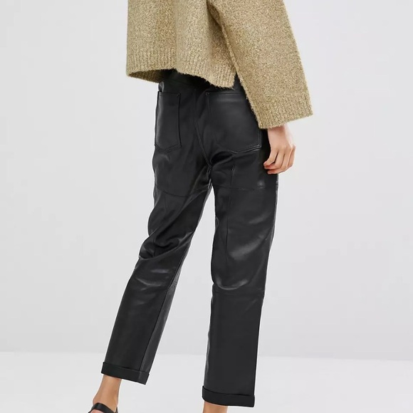 Beige Leather Faux Pants - Picture 4 of 4